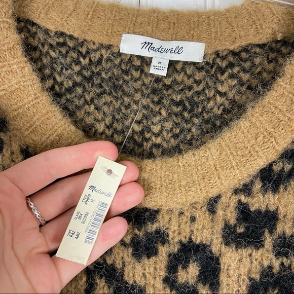 NWT Madewell Long Sleeve Crewneck Pullover Sweater in Leopard - Picture 7 of 7